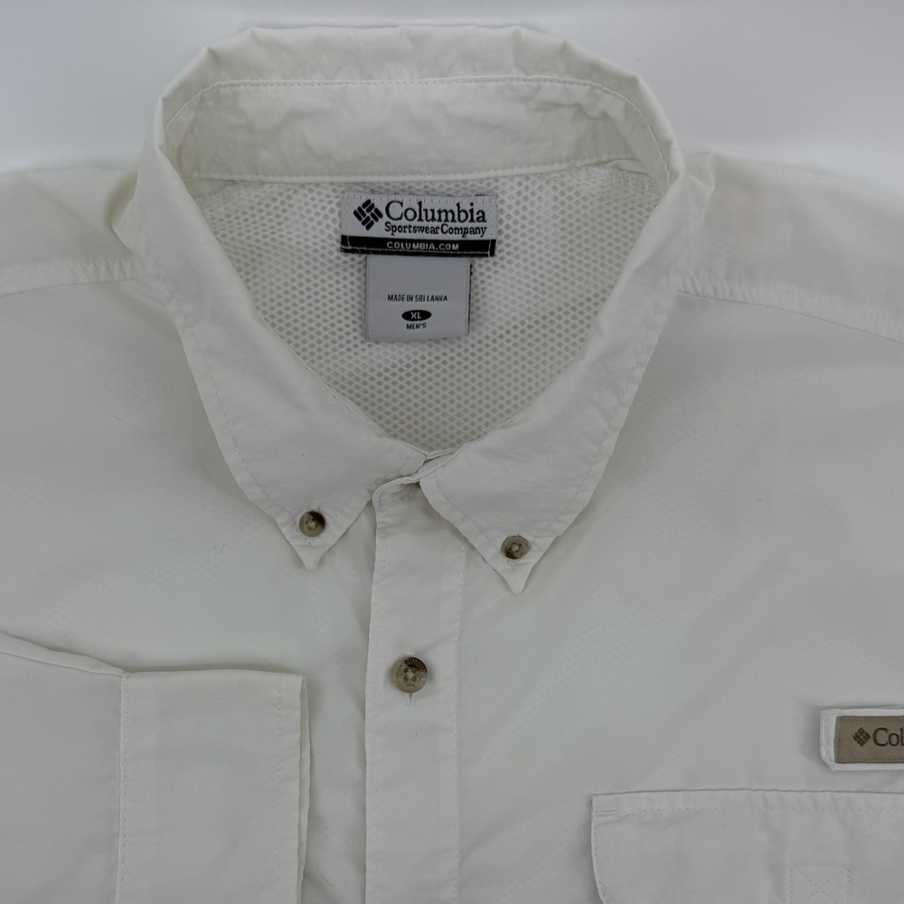 Columbia Men’s White Button-Down vented fishing PFG outdoor Shirt Men’s XL